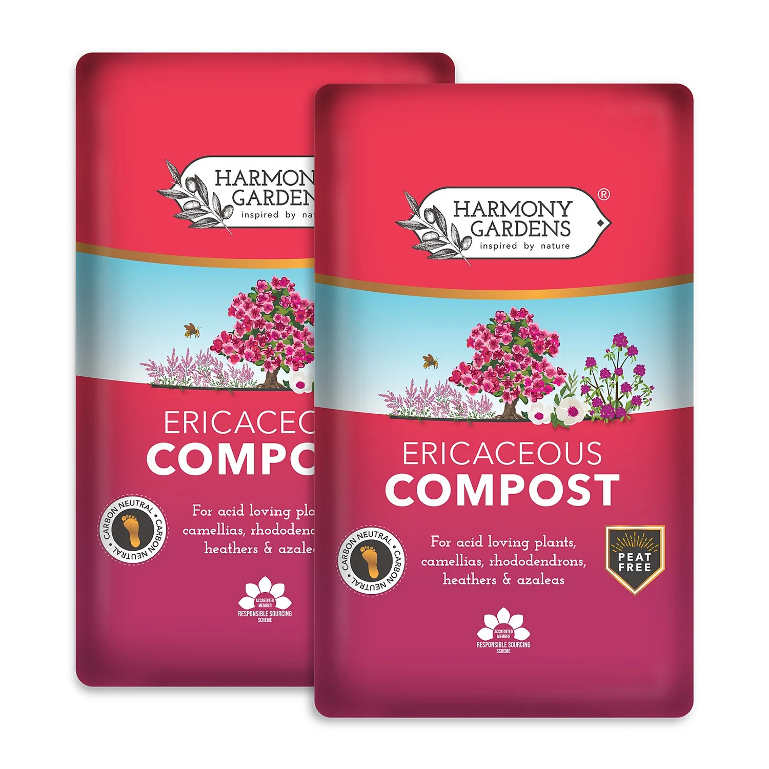 Harmony Gardens Ericaceous Compost - 2 Bags (Total 80 Litres / 27Kg)